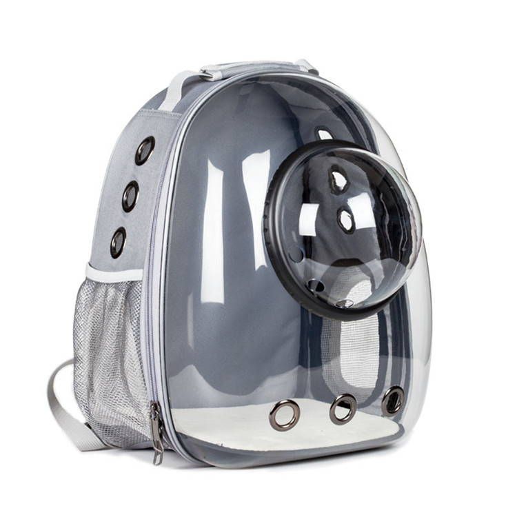 Transparent Spacecraft Backpack Pet Travel Bag Cat Chest Bag Large Capacity Breathable Dog Bag Portable Dog Mobile Bag - Grey