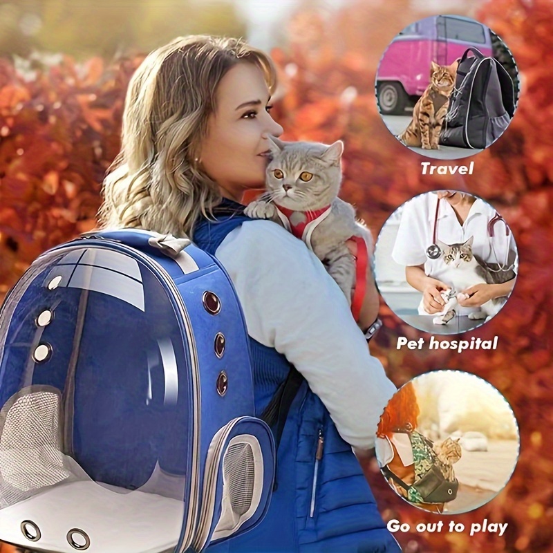 Transparent Spacecraft Backpack Pet Travel Bag Cat Chest Bag Large Capacity Breathable Dog Bag Portable Dog Mobile Bag - Green