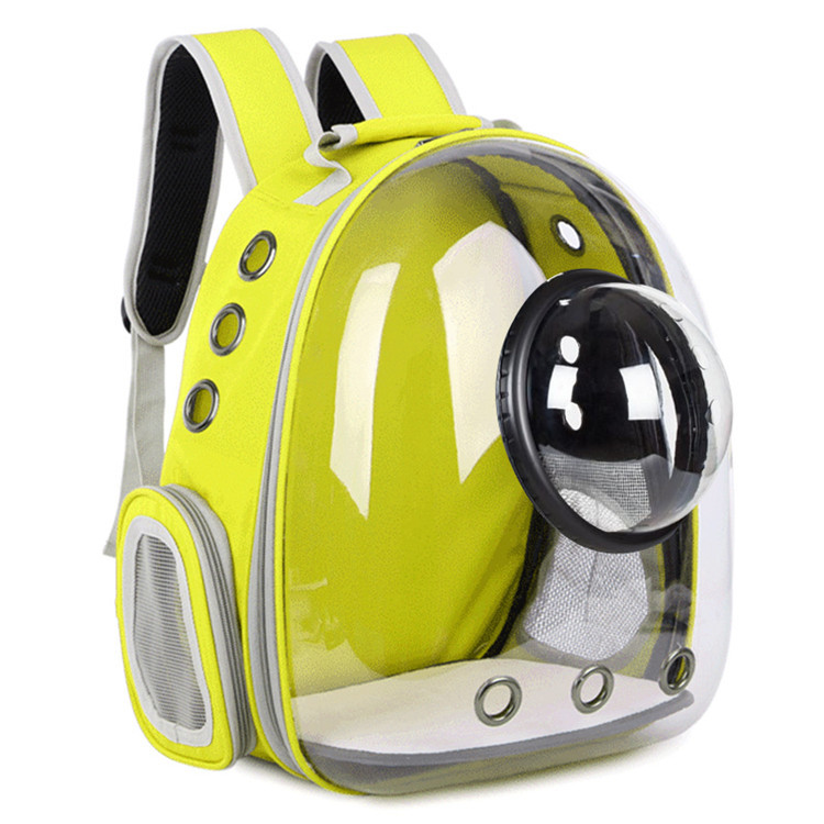 Transparent Spacecraft Backpack Pet Travel Bag Cat Chest Bag Large Capacity Breathable Dog Bag Portable Dog Mobile Bag - Yellow