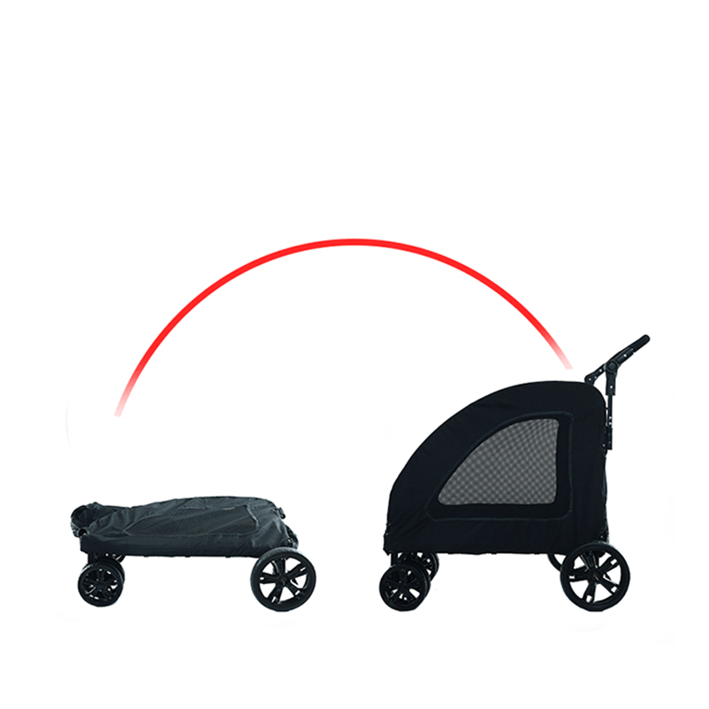 Trolley Foldable Pet Stroller Metal Disability Assistance Removable Cats Dogs Bags Storage Basket Travel Outdoor Oxford - Blue