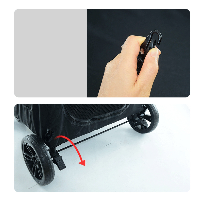 Trolley Foldable Pet Stroller Metal Disability Assistance Removable Cats Dogs Bags Storage Basket Travel Outdoor Oxford - Blue