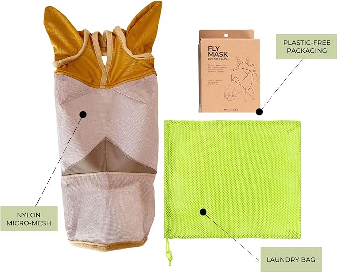 UV Protection Nylon Mosquito Repellent Summer Breathable Horse Fly Mask Mesh Nose Cover Ride Horse Supplies - With Ear