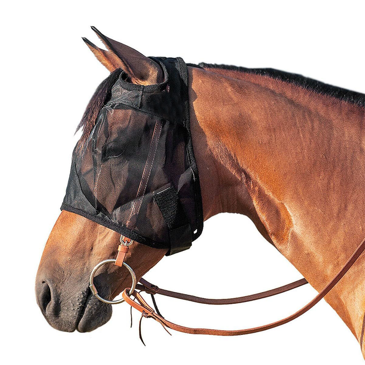 UV Protection Nylon Mosquito Repellent Summer Breathable Horse Fly Mask Mesh Rugged Ride Horse Supplies - Black