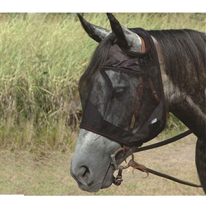 UV Protection Nylon Mosquito Repellent Summer Breathable Horse Fly Mask Mesh Rugged Ride Horse Supplies - Black