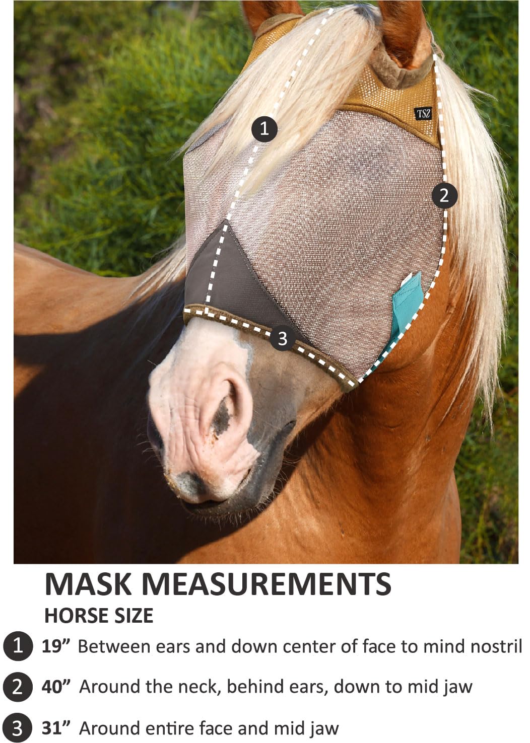 UV Protection Nylon Mosquito Repellent Summer Breathable Horse Fly Mask Mesh Rugged Ride Horse Supplies - Brown