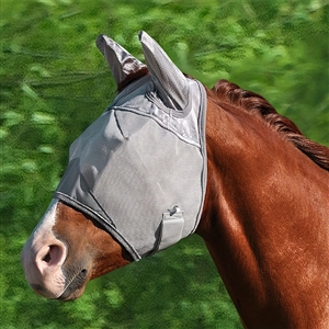 UV Protection Spandex Mosquito Repellent Summer Breathable Horse Fly Mask With Ears Rugged Ride Horse Supplies - Grey