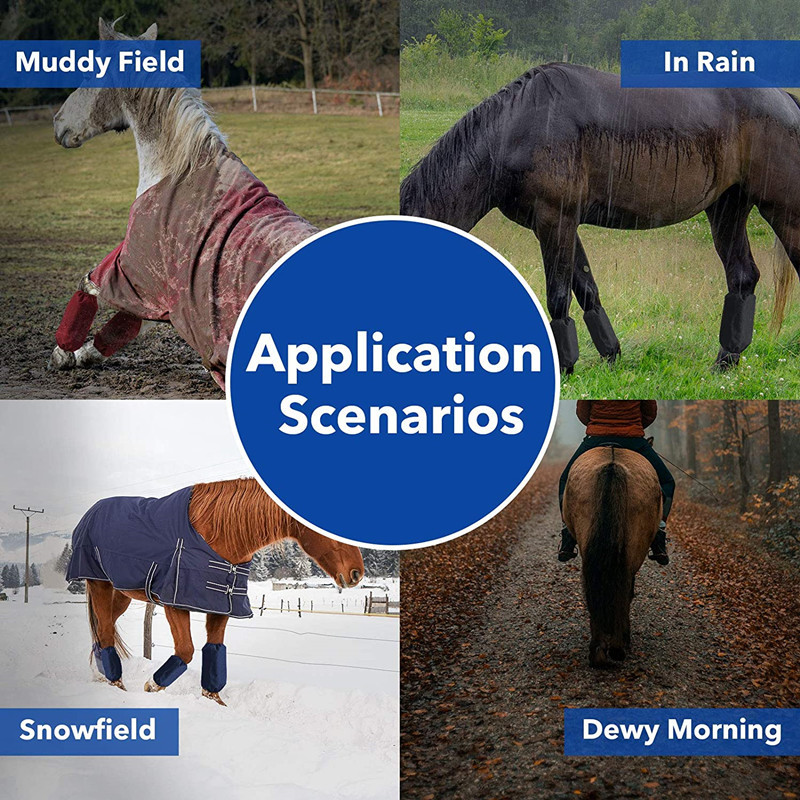 Waterproof Horse Leg Boots Breathable Mesh Polyester Equine Guards Insect-Repellent Wraps Reduce Fatigue Equestrian Gear - Black