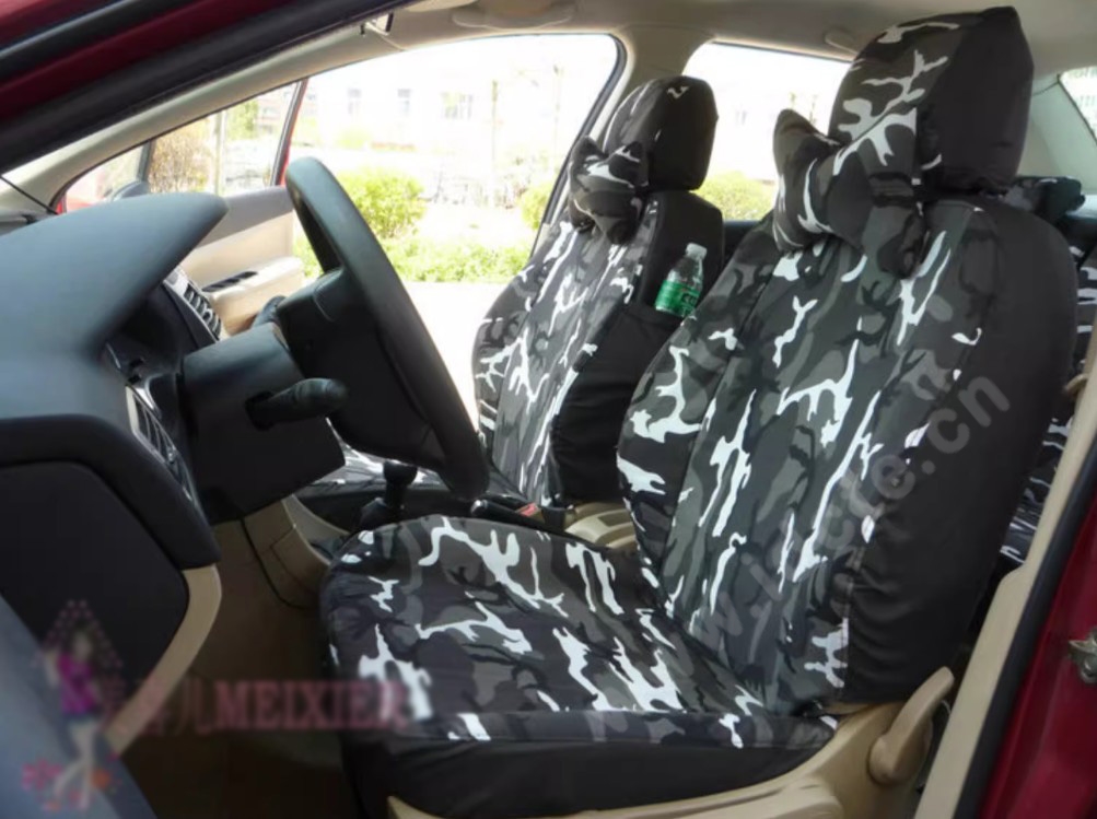 Customized Personalized Canvas Camo Linen Auto Seat Cushion Car Seat Covers Camouflage Sets Cloth - Blue Camo