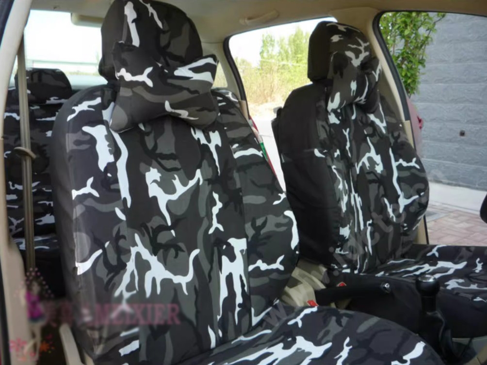 Customized Personalized Canvas Camo Linen Auto Seat Cushion Car Seat Covers Camouflage Sets Cloth - Blue Camo