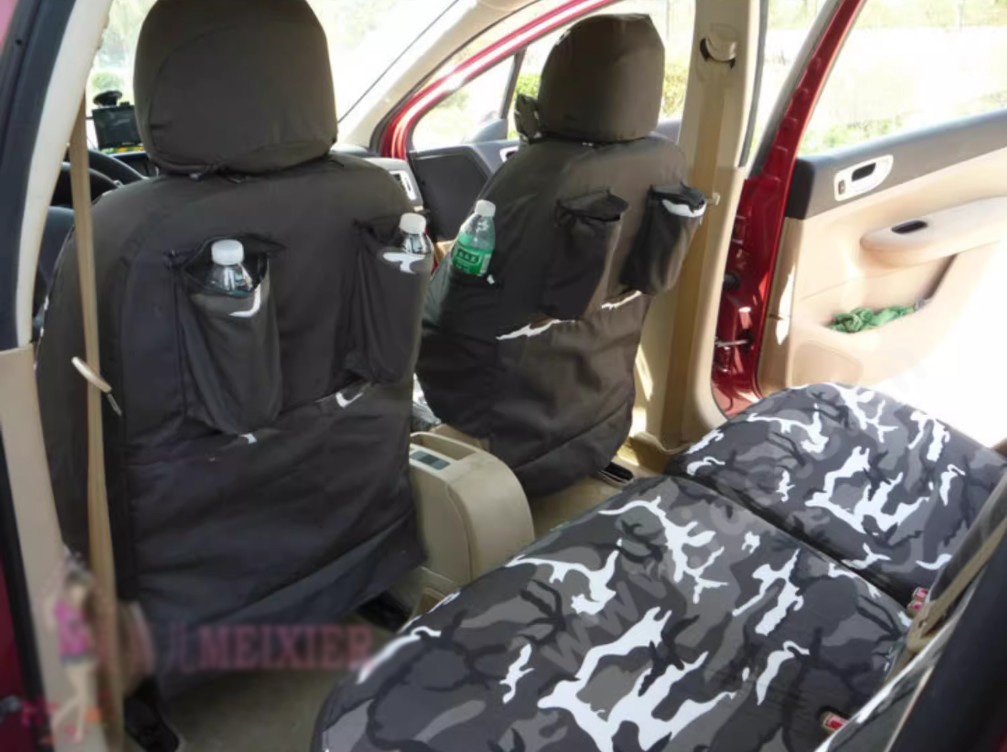 Customized Personalized Canvas Camo Linen Auto Seat Cushion Car Seat Covers Camouflage Sets Cloth - Blue Camo