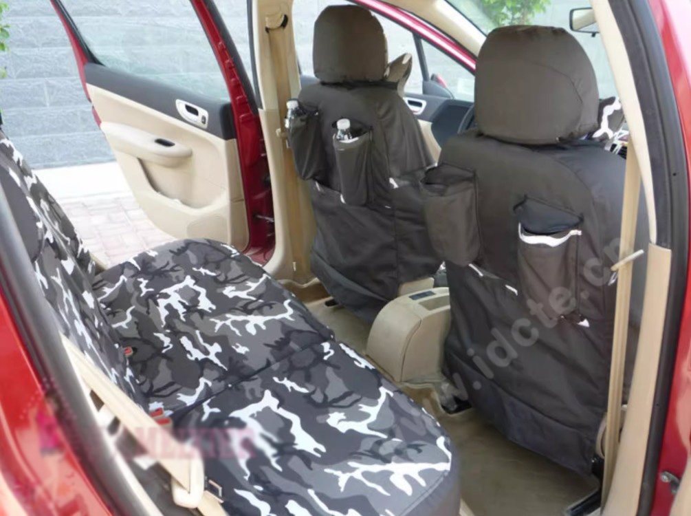 Customized Personalized Canvas Camo Linen Auto Seat Cushion Car Seat Covers Camouflage Sets Cloth - Blue Camo