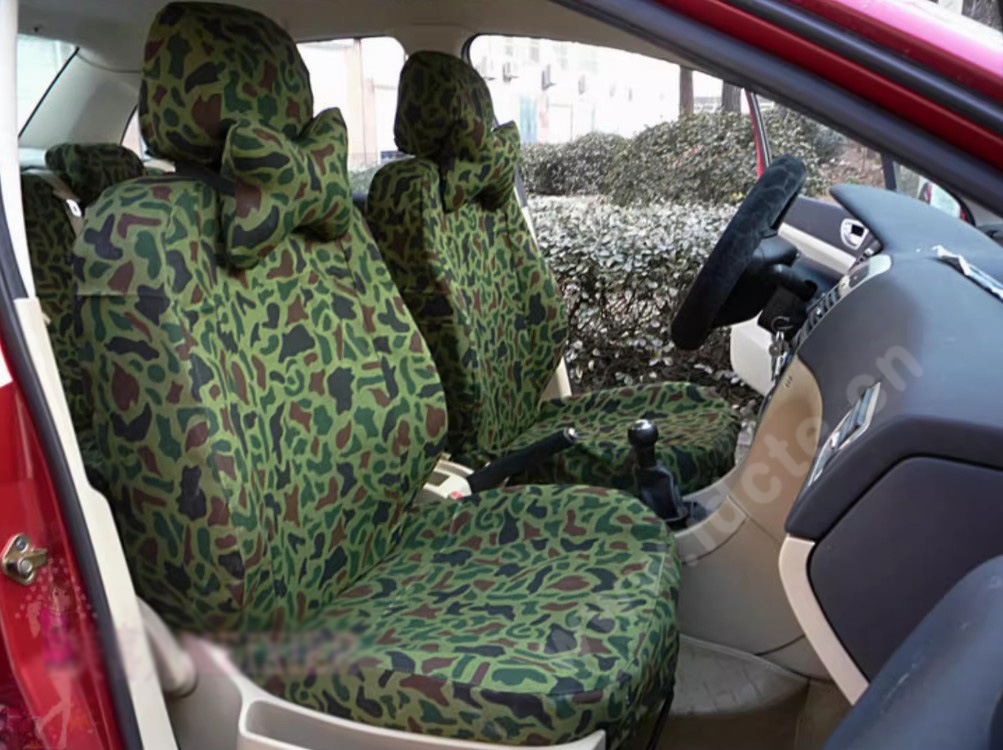 Customized Personalized Canvas Camo Linen Auto Seat Cushion Car Seat Covers Camouflage Sets Cloth - Green Blue Camo