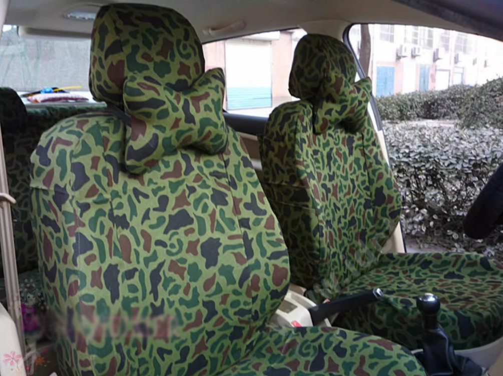 Customized Personalized Canvas Camo Linen Auto Seat Cushion Car Seat Covers Camouflage Sets Cloth - Green Blue Camo