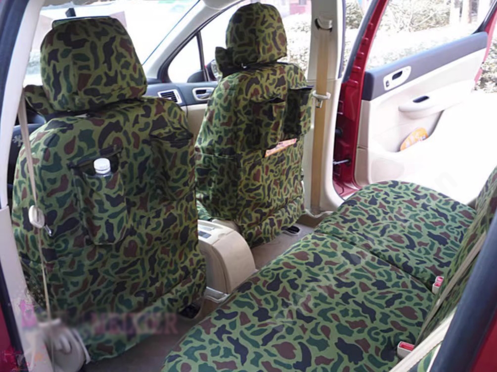 Customized Personalized Canvas Camo Linen Auto Seat Cushion Car Seat Covers Camouflage Sets Cloth - Green Blue Camo