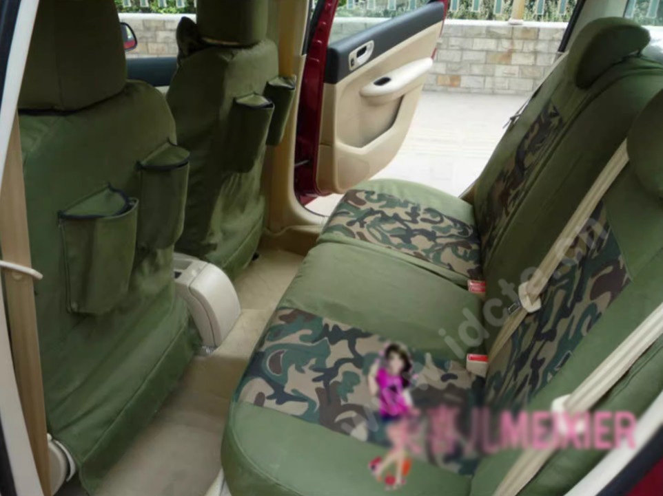 Customized Personalized Canvas Camo Linen Auto Seat Cushion Car Seat Covers Camouflage Sets Cloth - Green Camo