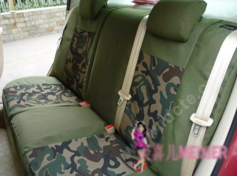 Customized Personalized Canvas Camo Linen Auto Seat Cushion Car Seat Covers Camouflage Sets Cloth - Green Camo