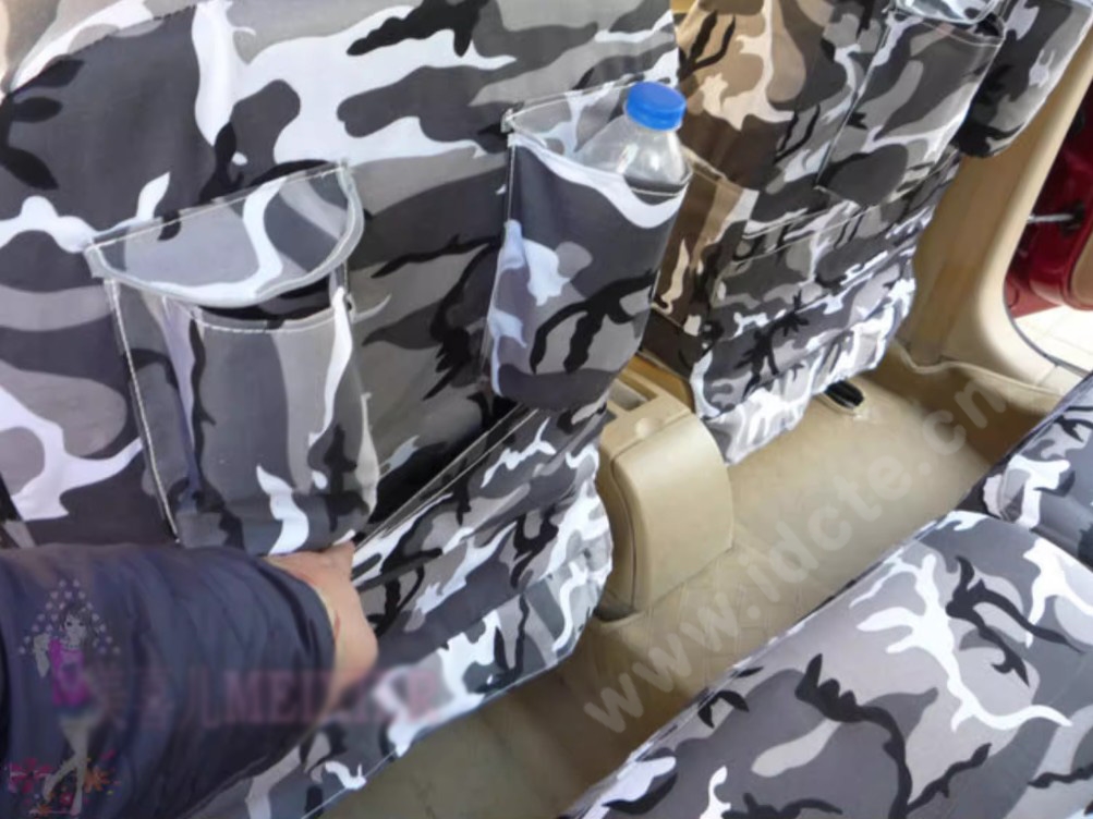 Customized Personalized Canvas Camo Linen Auto Seat Cushion Car Seat Covers Camouflage Sets Cloth - Grey Camo