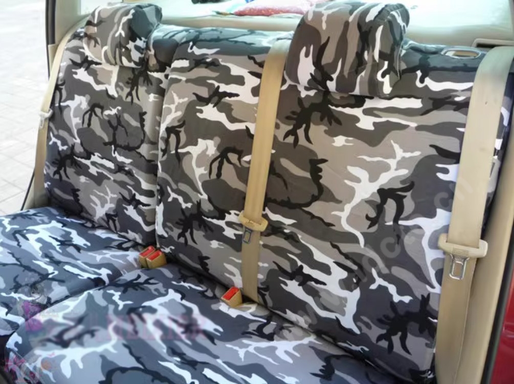 Customized Personalized Canvas Camo Linen Auto Seat Cushion Car Seat Covers Camouflage Sets Cloth - Grey Camo