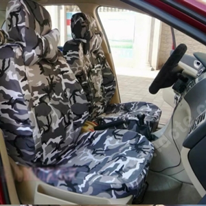 Customized Personalized Canvas Camo Linen Auto Seat Cushion Car Seat Covers Camouflage Sets Cloth - Grey Camo