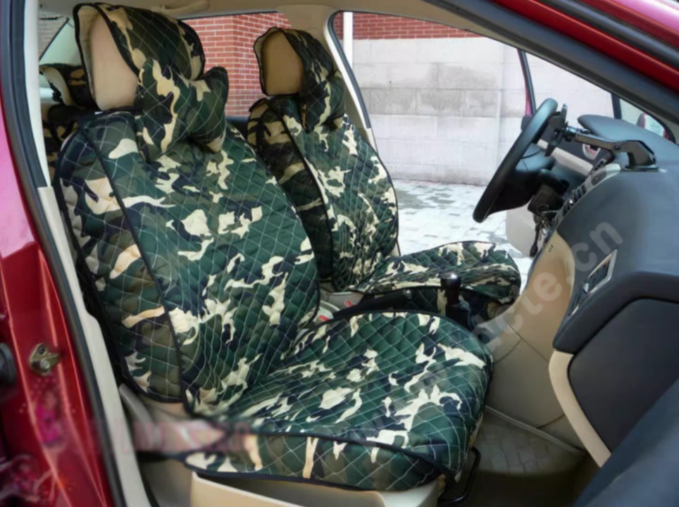 Customized Personalized Polyester Camo Rhombus Auto Seat Cushion Car Seat Covers Camouflage Sets For Vehicle - Green