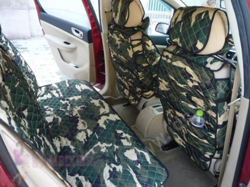 Customized Personalized Polyester Camo Rhombus Auto Seat Cushion Car Seat Covers Camouflage Sets For Vehicle - Green