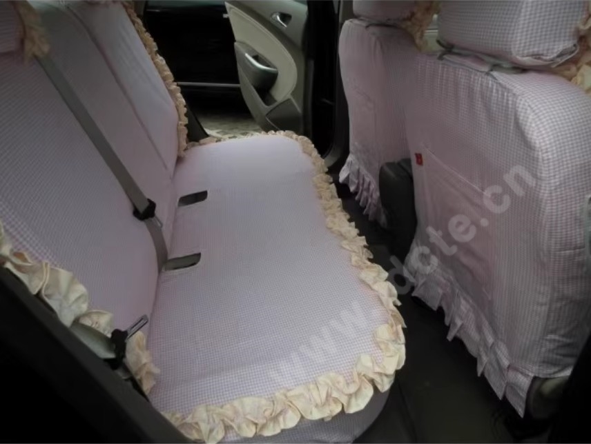 Elegant Bud Silk Woman Square Grid Girls Lace Cotton Custom Automobile Car Seat Cover Set - Light Pink Floral