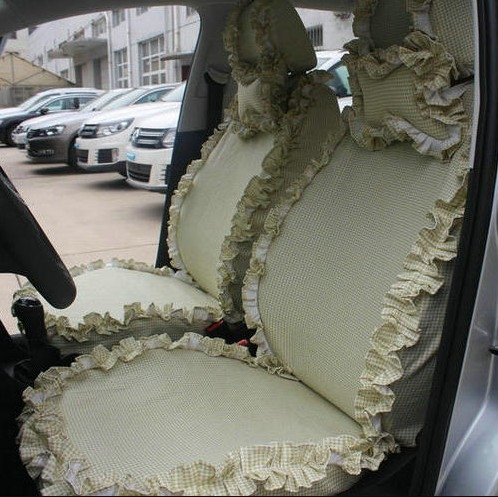 Funky Bud Silk Woman Floral Girls Lace Cotton Custom Automobile Car Seat Cover Set - Light Green