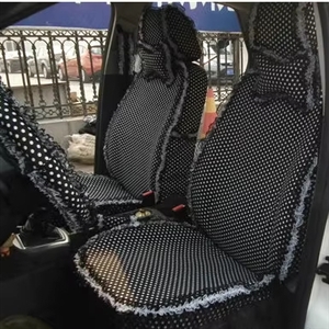 Funky Bud Silk Woman Polka Dot Girls Lace Cotton Custom Automobile Car Seat Cover Set - Black White