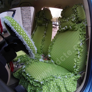 Funky Bud Silk Woman Polka Dot Girls Lace Cotton Custom Automobile Car Seat Cover Set - Green