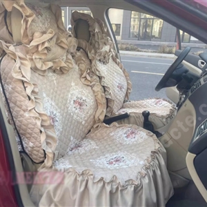 Luxury Jacquard Girly Bud Silk Seat Cushion Floral Safest Lace Countryside Custom Automobile Car Seat Cover Sets - Gold