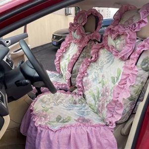 Luxury Jacquard Girly Bud Silk Seat Cushion Floral Safest Lace Countryside Custom Automobile Car Seat Cover Sets - Pink Green