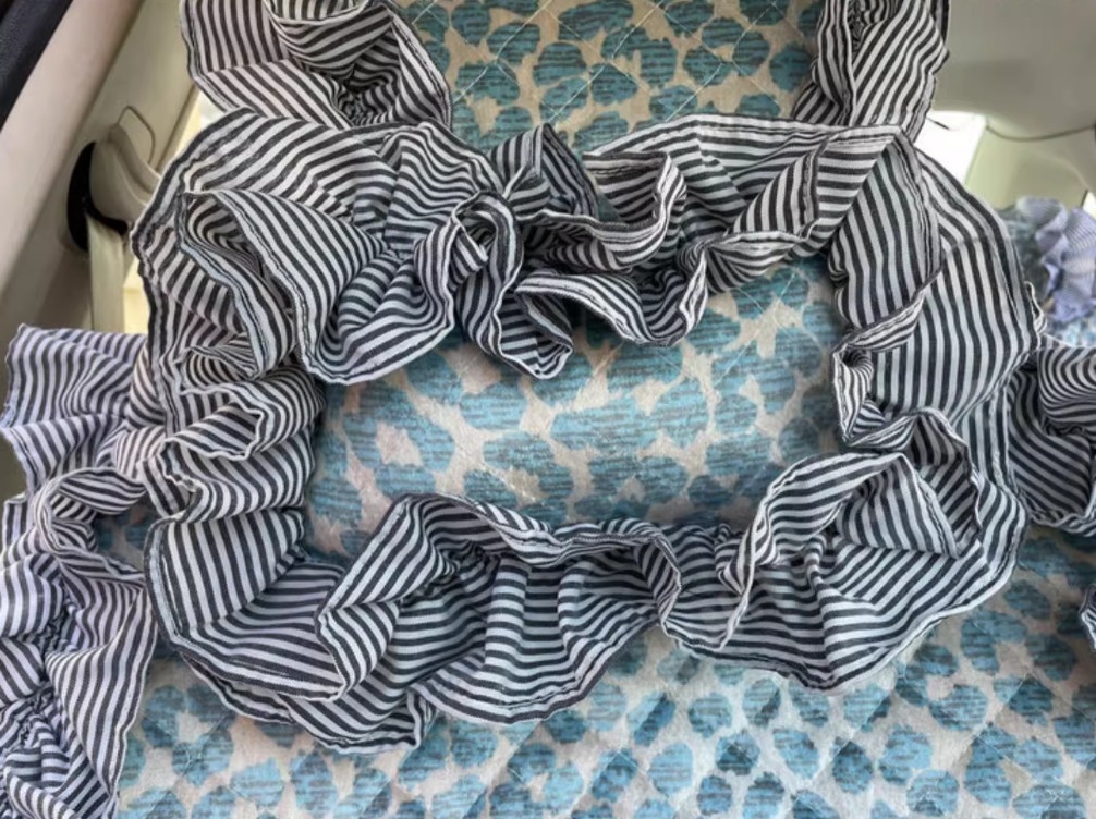 Luxury Jacquard Girly Bud Silk Seat Cushion Floral Safest Lace Countryside Customize Automotive Car Seat Cover Sets - Blue Leopard Print