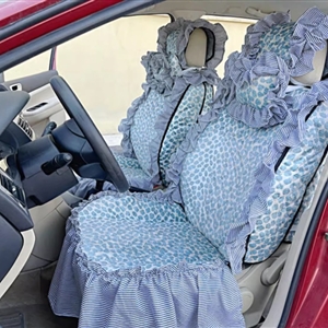 Luxury Jacquard Girly Bud Silk Seat Cushion Floral Safest Lace Countryside Customize Automotive Car Seat Cover Sets - Blue Leopard Print