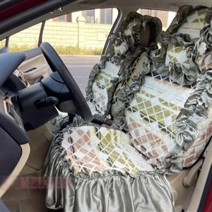 Luxury Jacquard Girly Bud Silk Seat Cushion Floral Safest Lace Countryside Customize Automotive Car Seat Cover Sets - Cyan