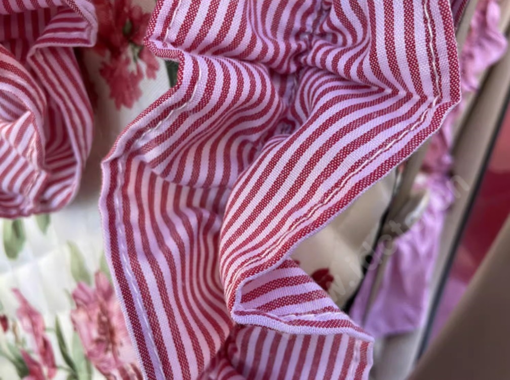 Luxury Jacquard Girly Bud Silk Seat Cushion Floral Safest Lace Countryside Customize Automotive Car Seat Cover Sets - Pink Red