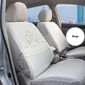 Luxury Tailored Girly Bud Silk Auto Seat Cushion Safest Lace Lycra Full Surround Automobile Car Seat Cover Sets - Beige