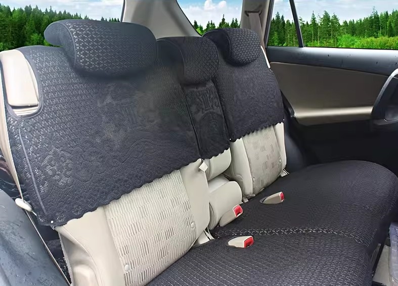 Luxury Tailored Girly Bud Silk Auto Seat Cushion Safest Lace Lycra Half Surround Automobile Car Seat Cover Sets - Black