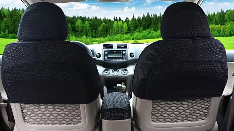 Luxury Tailored Girly Bud Silk Auto Seat Cushion Safest Lace Lycra Half Surround Automobile Car Seat Cover Sets - Black