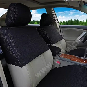 Luxury Tailored Girly Bud Silk Auto Seat Cushion Safest Lace Lycra Half Surround Automobile Car Seat Cover Sets - Black
