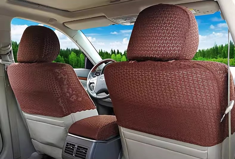 Luxury Tailored Girly Bud Silk Auto Seat Cushion Safest Lace Lycra Half Surround Automobile Car Seat Cover Sets - Coffee