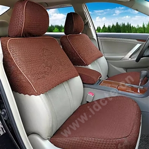 Luxury Tailored Girly Bud Silk Auto Seat Cushion Safest Lace Lycra Half Surround Automobile Car Seat Cover Sets - Coffee