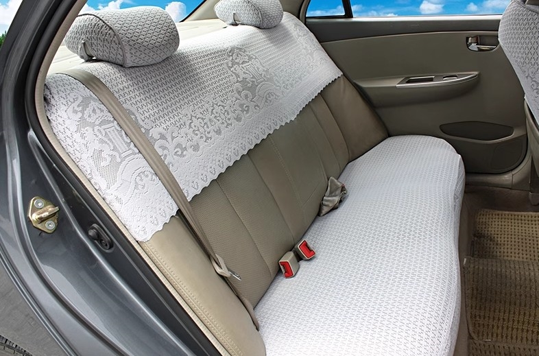 Luxury Tailored Girly Bud Silk Auto Seat Cushion Safest Lace Lycra Half Surround Automobile Car Seat Cover Sets - Grey