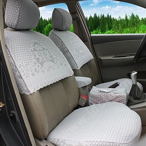 Luxury Tailored Girly Bud Silk Auto Seat Cushion Safest Lace Lycra Half Surround Automobile Car Seat Cover Sets - Grey