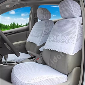 Luxury Tailored Girly Bud Silk Auto Seat Cushion Safest Lace Lycra Half Surround Automobile Car Seat Cover Sets - White