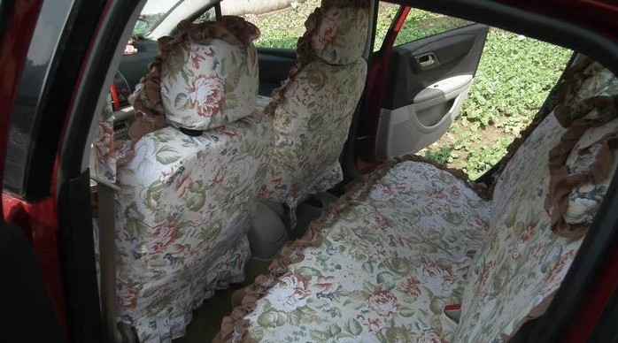 Luxury Tailored Girly Bud Silk Automotive Floral Girls Lace Cotton Custom Automobile Car Seat Cover Sets - Countryside Floral