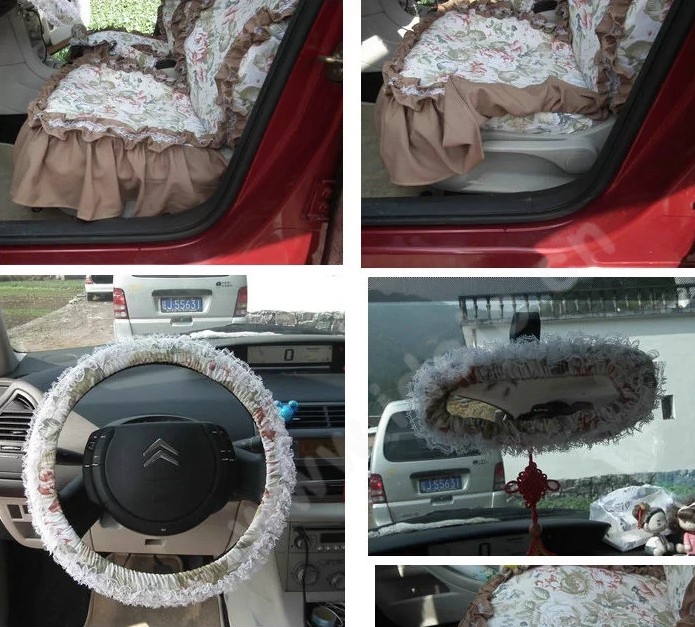 Luxury Tailored Girly Bud Silk Automotive Floral Girls Lace Cotton Custom Automobile Car Seat Cover Sets - Countryside Floral