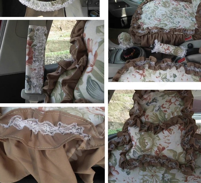 Luxury Tailored Girly Bud Silk Automotive Floral Girls Lace Cotton Custom Automobile Car Seat Cover Sets - Countryside Floral