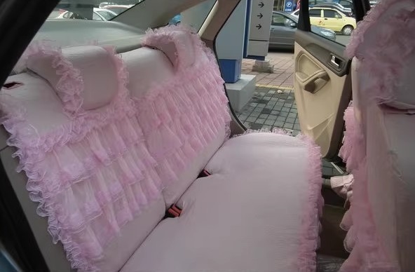 Luxury Tailored Girly Bud Silk Automotive Floral Girls Lace Cotton Custom Automobile Car Seat Cover Sets - Pink