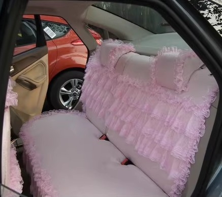 Luxury Tailored Girly Bud Silk Automotive Floral Girls Lace Cotton Custom Automobile Car Seat Cover Sets - Pink