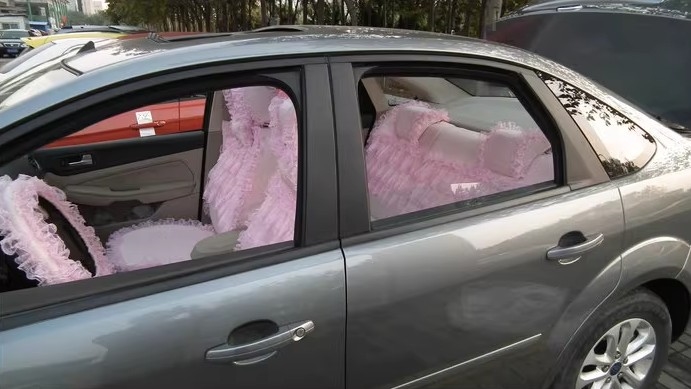 Luxury Tailored Girly Bud Silk Automotive Floral Girls Lace Cotton Custom Automobile Car Seat Cover Sets - Pink